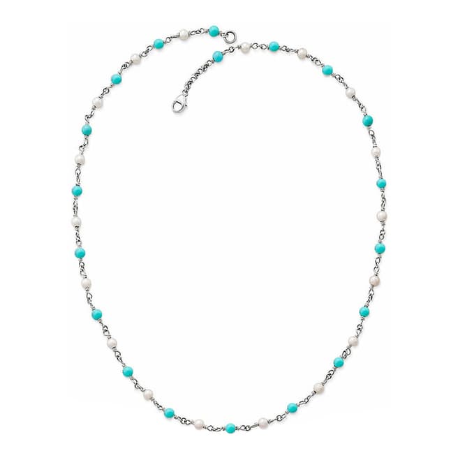 Alexa by Liv Oliver Silver/Turquoise and Pearl Necklace