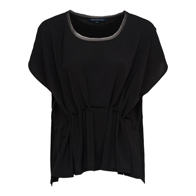 French Connection Black Classic Crepe Drawstring Waist Top