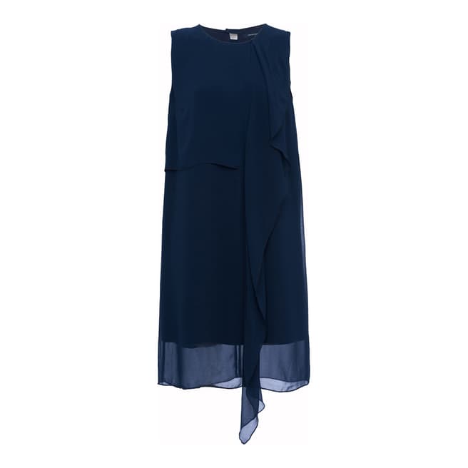 French Connection Utility Blue James Sheer Fluted Front Dress