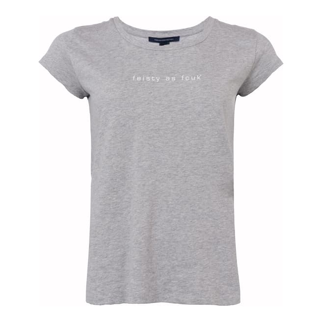 French Connection Grey/White Feisty As Fcuk Short Sleeved T Shirt