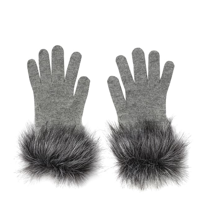  Grey Short with Faux Fur Cashmere Gloves