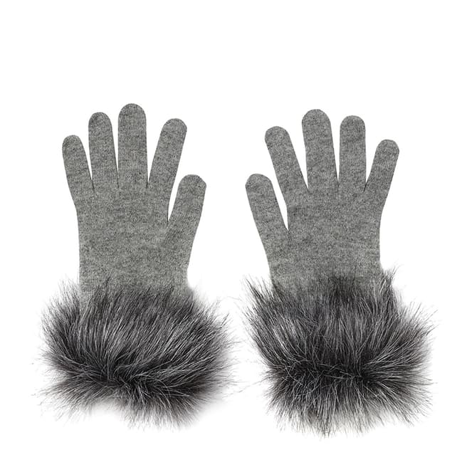 Laycuna London Grey Short with Faux Fur Cashmere Gloves