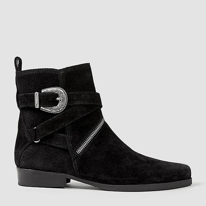 AllSaints Black Suede Tejus Zip Boots