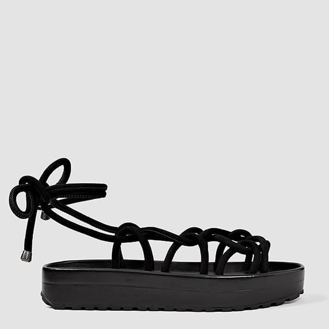 AllSaints Black Suede Kofu Platform Sandals 