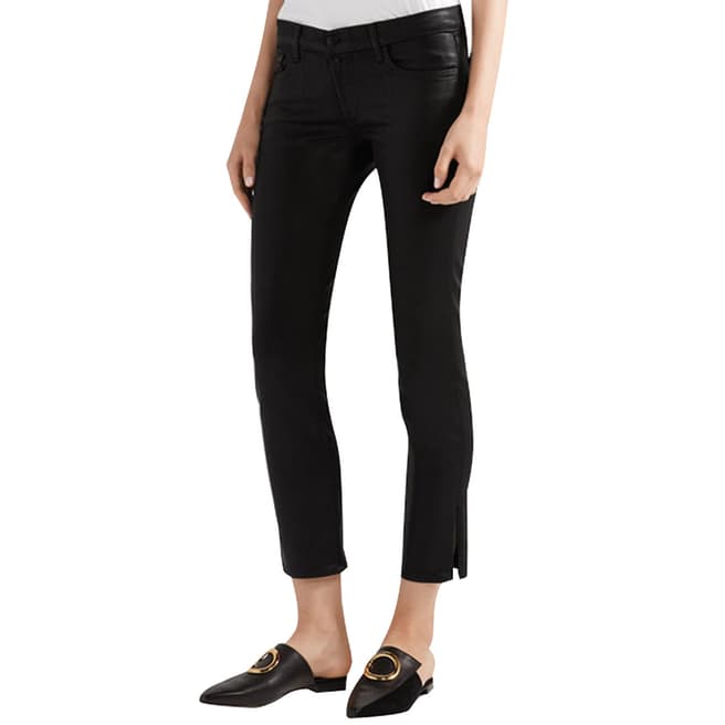 J Brand Coated Black Hipster Low Rise Stretch Jeans