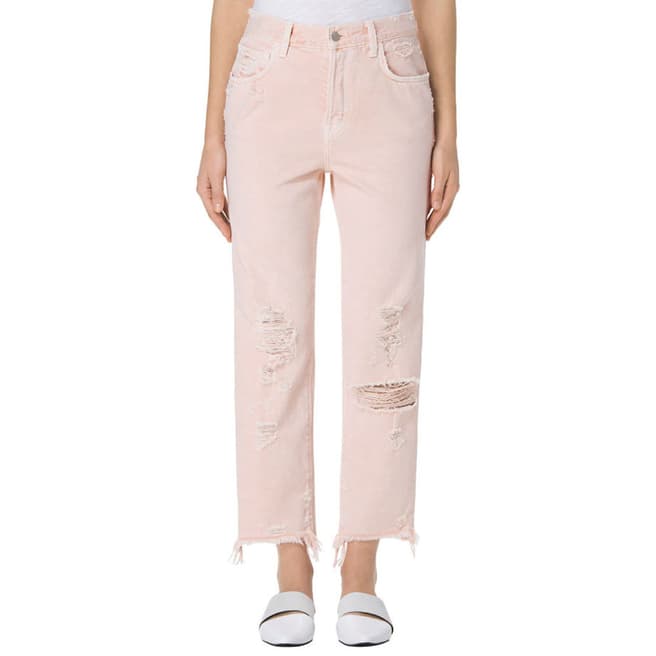 J Brand Coquette Pink Ivy High Rise Crop Straight Jeans
