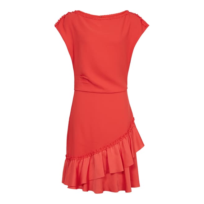 Reiss Bright Red Cecilia Frill Dress