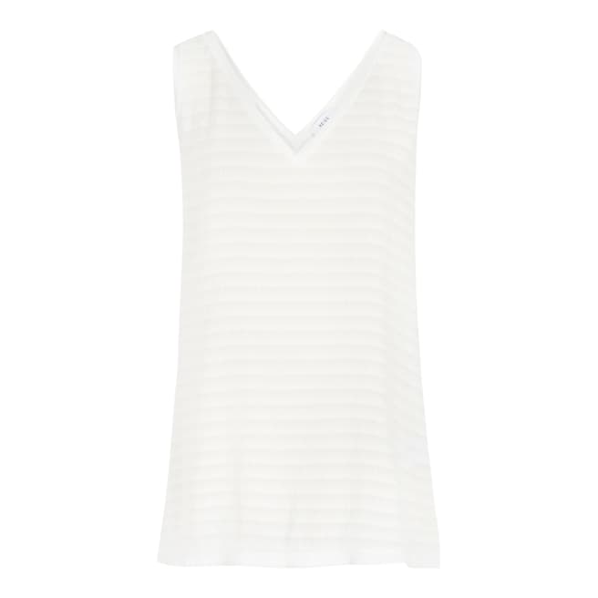 Reiss White Striped Lilienne Textured Top