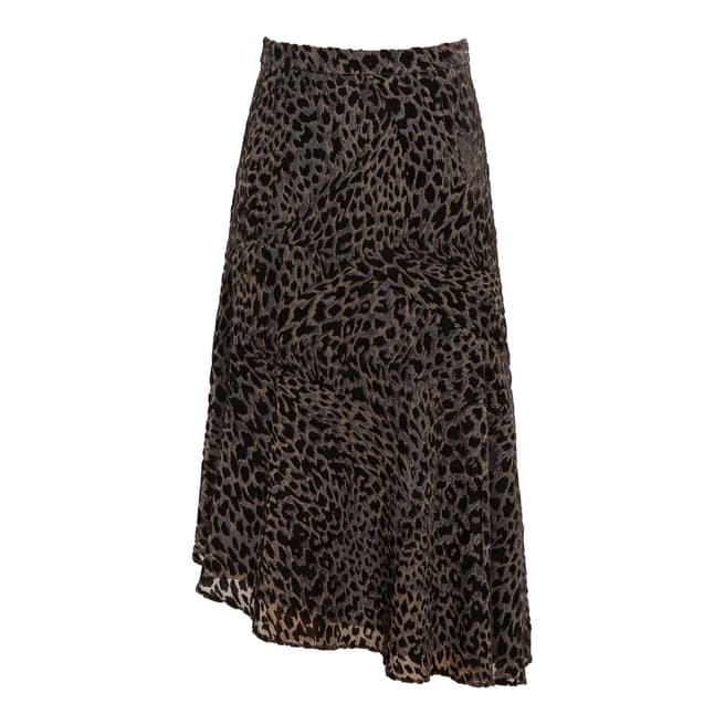 Reiss Black/Grey Neelam Burnout Midi Skirt
