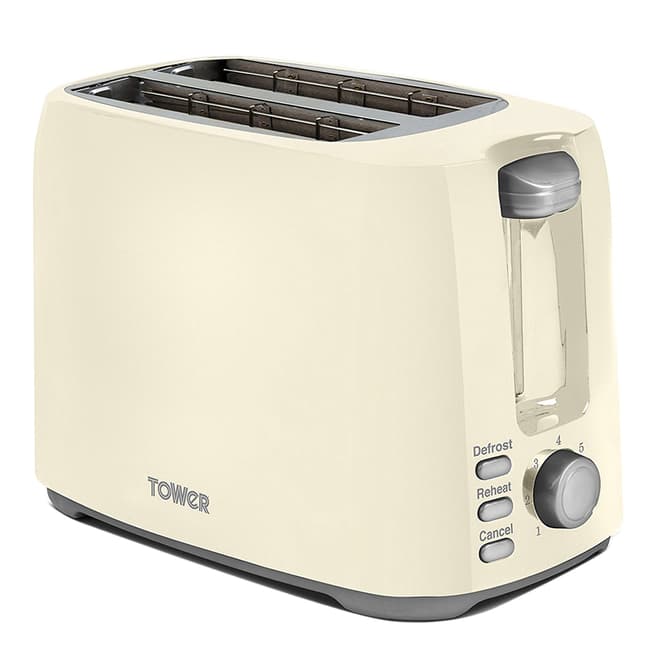 Tower Cream Elements 2-Slice Toaster