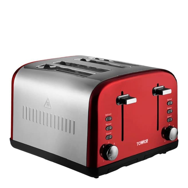 Tower Red Infinity 4-Slice Toaster