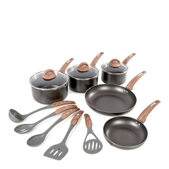 Tower 5 Piece Grey Non-Stick Pan Set with Utensils