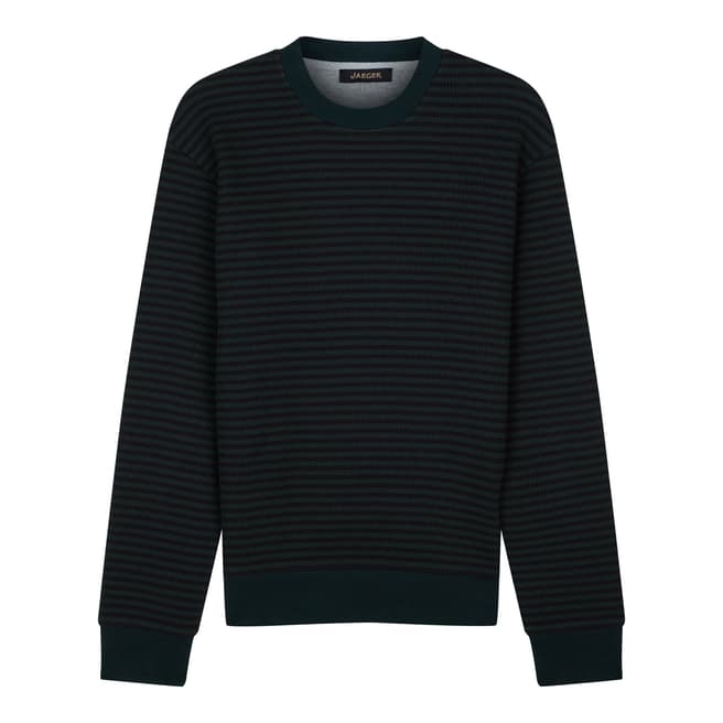 Jaeger Navy Breton Stripe Cotton Sweatshirt
