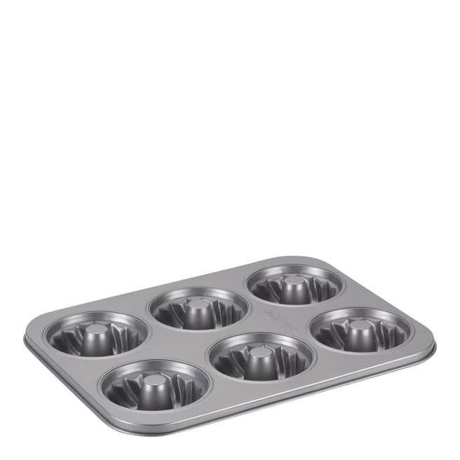 Cake Boss Speciality Bakeware 6 Cup Mini Fluted Pan, Grey
