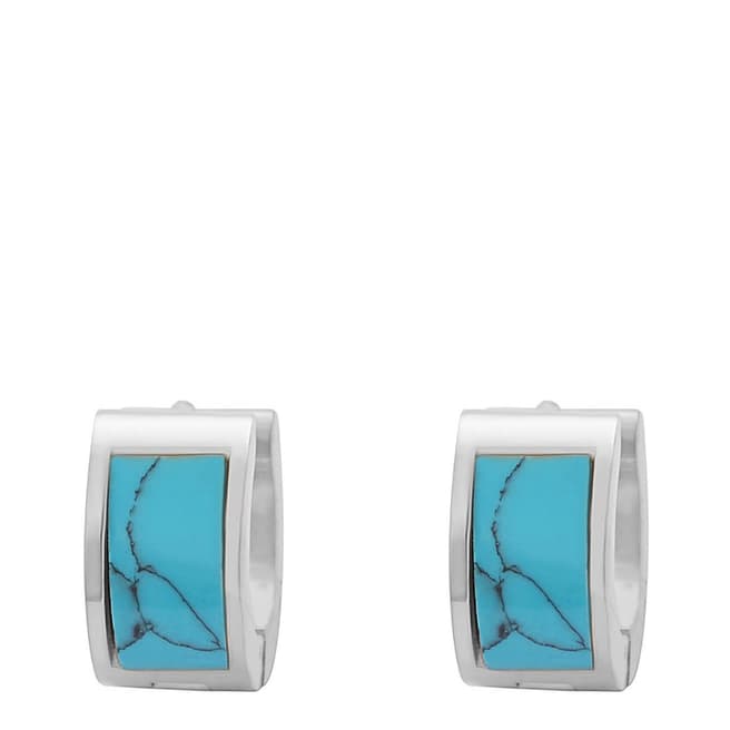 Chloe Collection by Liv Oliver Silver/Turquoise Huggie Earrings