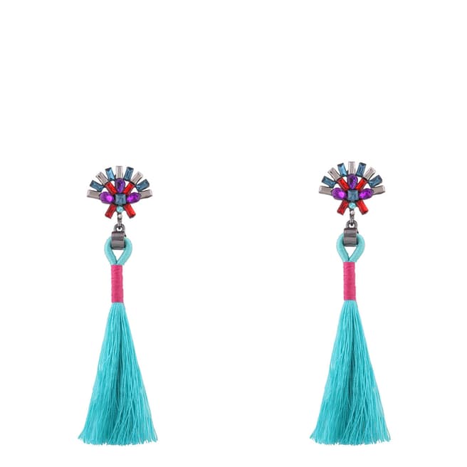 Chloe Collection by Liv Oliver Turquoise Tassel Drop Earrings