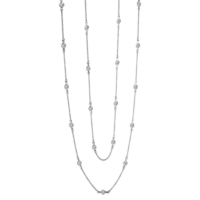 Chloe Collection by Liv Oliver Silver Plated Station Zirconia Necklace