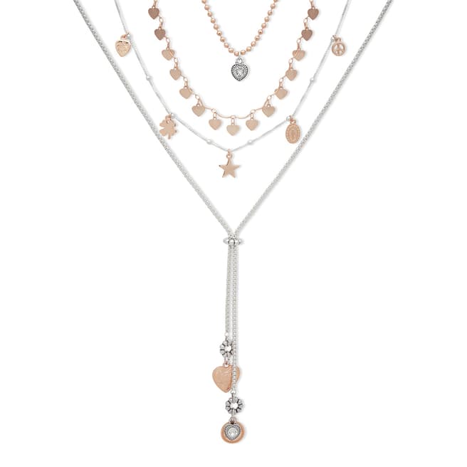 BiBi Bijoux Silver/Rose Gold Charm Layered Necklace