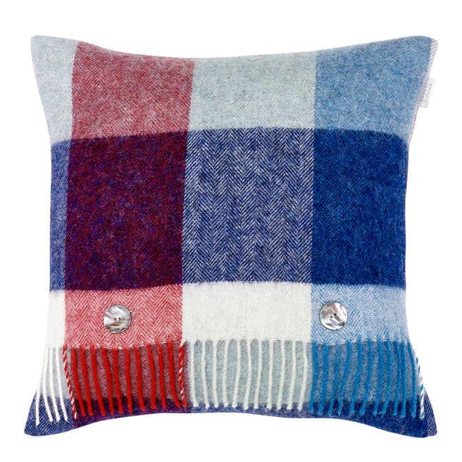 Bronte by Moon Red/Blue Cosmopolitan Rome Pure New Wool Cushion 40x40cm
