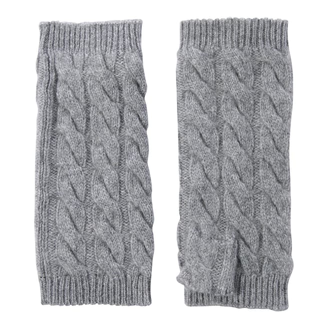  Grey Marl Cashmere Cable Knit Short Wrist Warmers