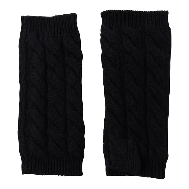  Black Cashmere Cable Knit Short Wrist Warmers