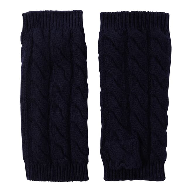  Navy Cashmere Cable Knit Short Wrist Warmers