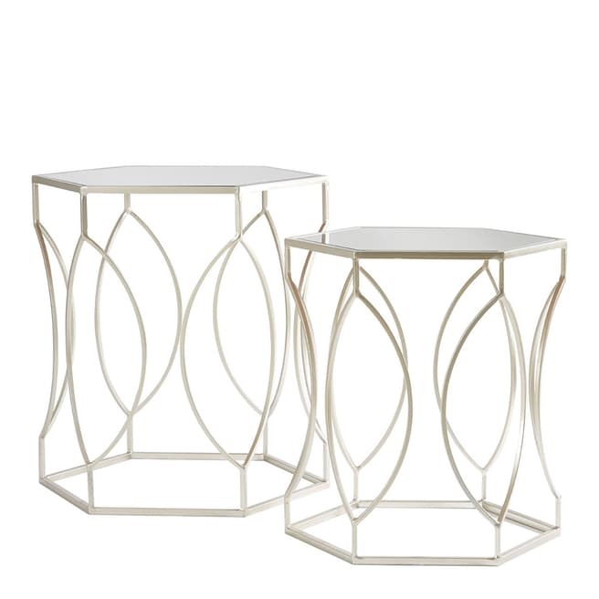 Fifty Five South Avantis Set of 2 Tables, Brushed Silver