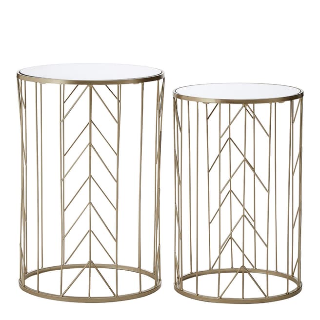 Fifty Five South Avantis Set of 2 Metal Tables, Champagne