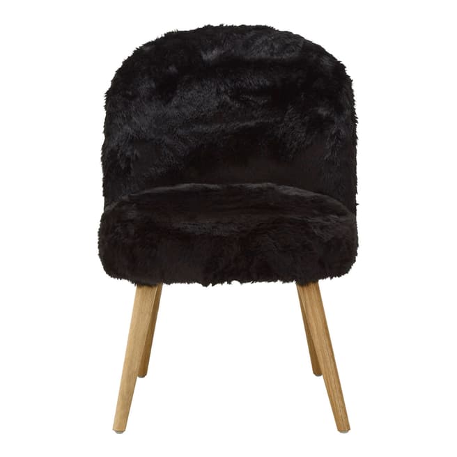 Premier Housewares Cabaret Chair, Black Fur Effect, Rubberwood Legs