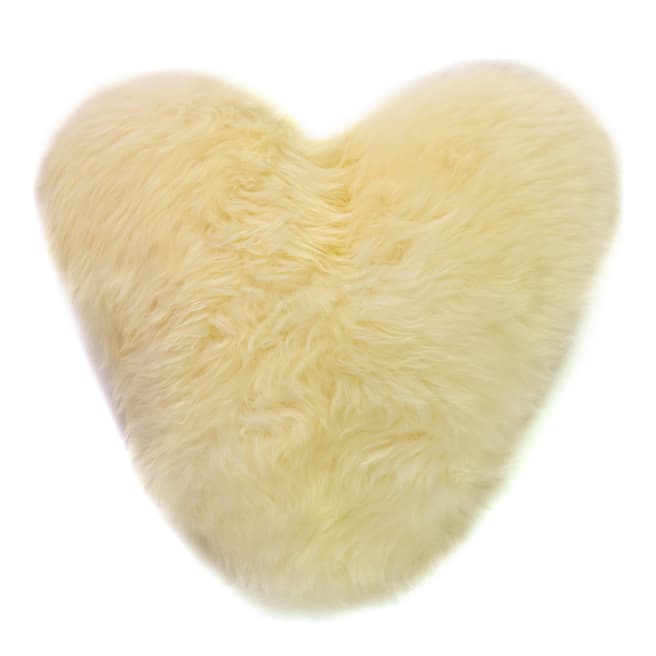 Baa Stool Ivory Heart Shaped Sheepskin Cushion