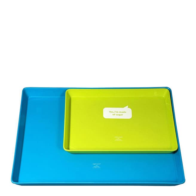 Zuperzozial Set of 2 Blue & Green Just Sugar Double Trays