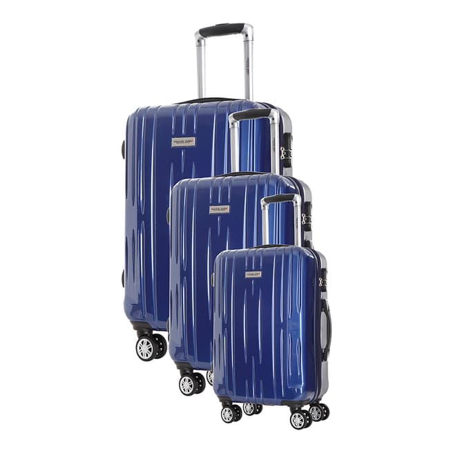 Travel One Blue Clifton Set Of Three 8 Wheeled Suitcases 45/55/65cm
