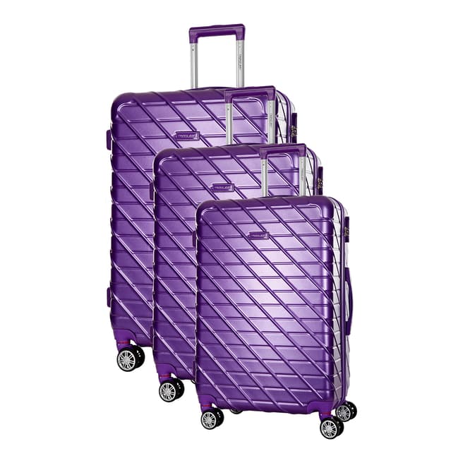 Travel One Violet Leiria Set Of Three 8 Wheeled Suitcases 46/56/66cm