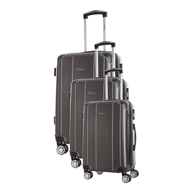 Travel One Anthracite Bazzano Set Of Three 8 Wheeled Suitcases 46/56/66cm