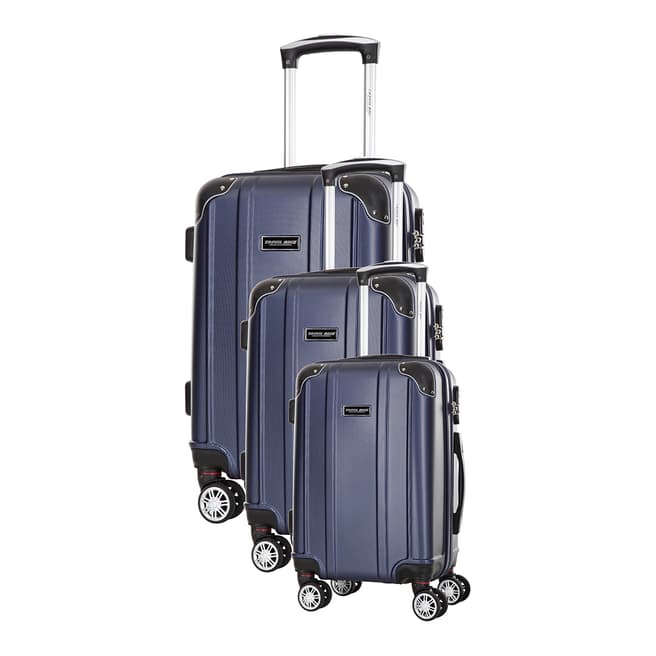 Travel One Blue Bazzano Set Of Three 8 Wheeled Suitcases 46/56/66cm
