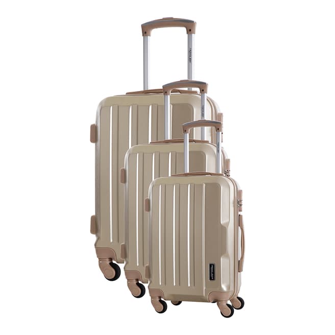 Travel One Beige Vilarosa Set Of Three 4 Wheeled Suitcases 46/56/66cm