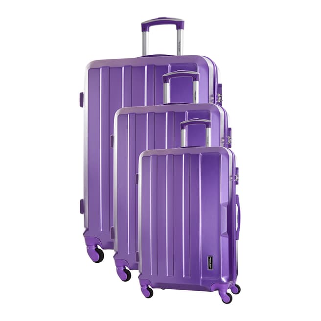Travel One Purple 4 Wheel Vilarosa Suitcase S/M/L Set of 3