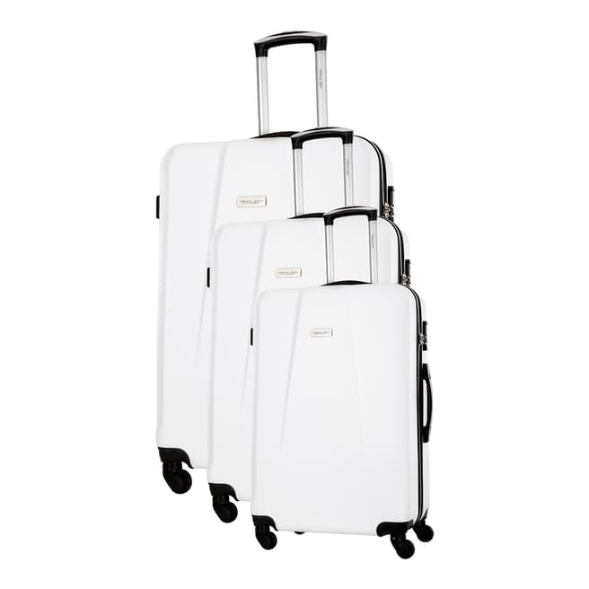 Travel One White Pandara Set Of Three 4 Wheeled Suitcases 46/56/66cm