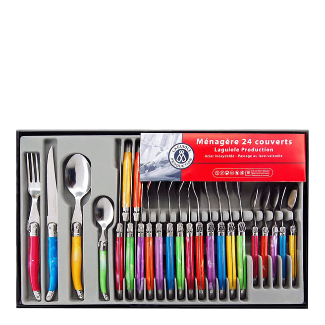 Laguiole 24 Piece  Multi Coloured Cutlery Set