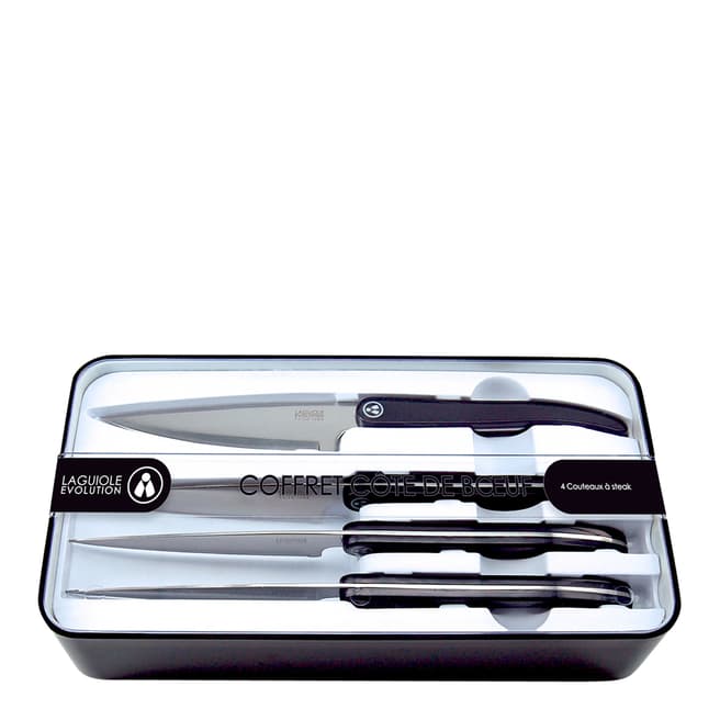 Laguiole Set of 4 Black Specialist Steak Knives