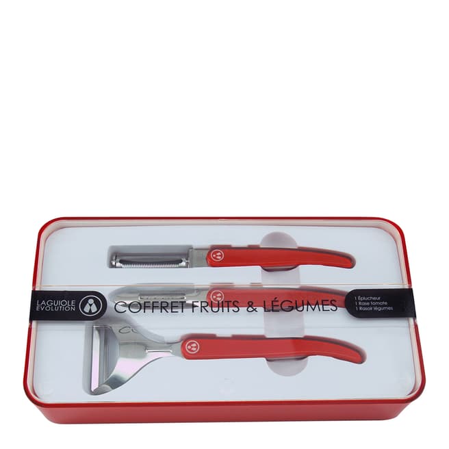 Laguiole Stainless Steel Peeler Set, Red