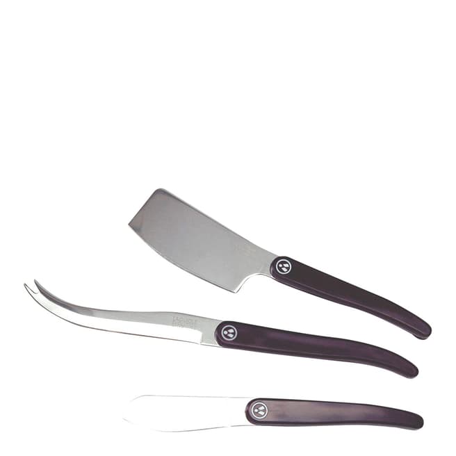Laguiole Set of 3 Black Specialist Cheese Knives