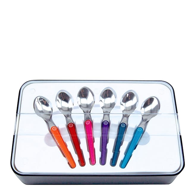 Laguiole Set of 6 Tea Spoons, Multicoloured