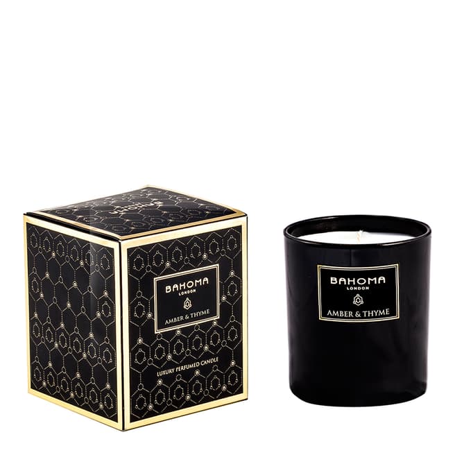 Bahoma Obsidian Black Collection Amber & Thme Candle 220g