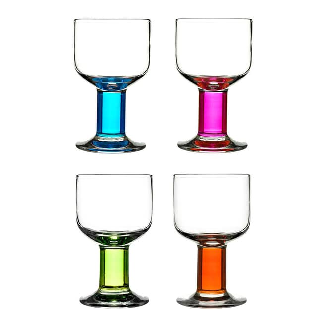 Sagaform Club Set of 4 All Purpose Glasses, Multicoloured