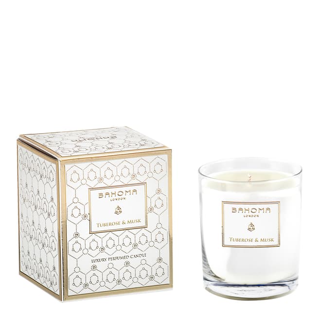 Bahoma White Pearl Collection Tuberose & Musk Candle 220g