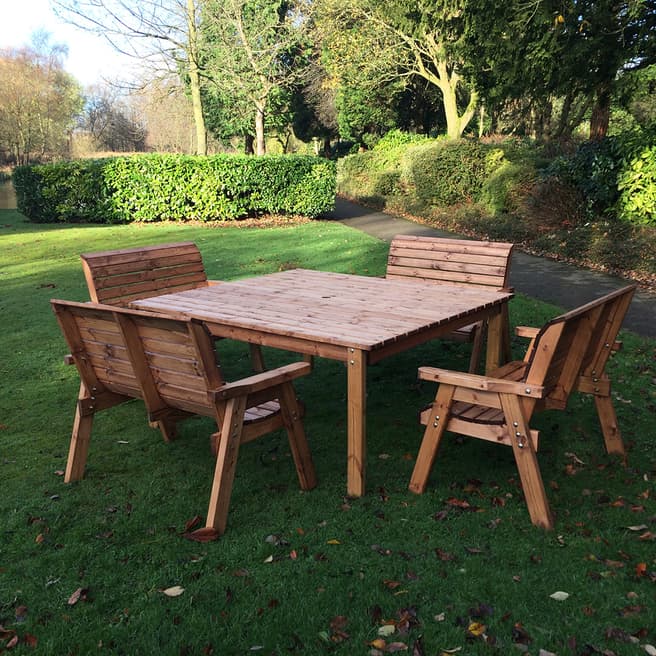 Charles Taylor Eight Seater Deluxe Square Table Set, Bench
