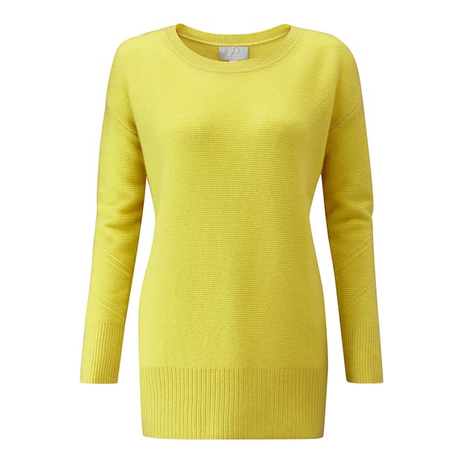 Pure Collection Chartreuse Cashmere Textured Crew Neck Jumper