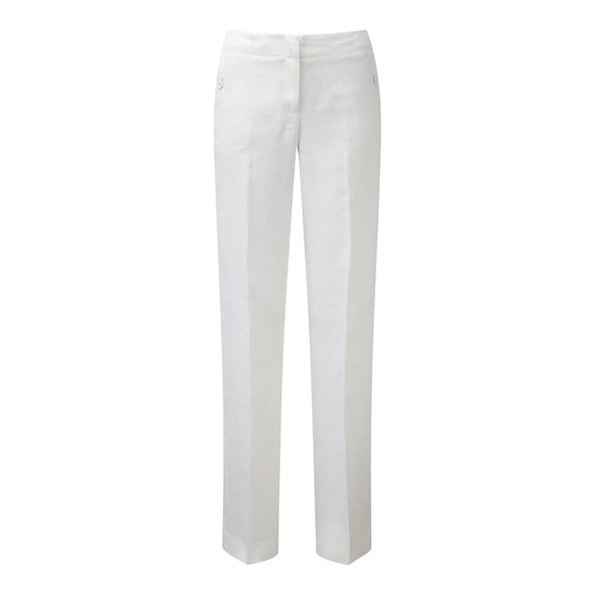 Pure Collection White Wide Leg Linen Trousers