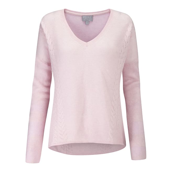 Pure Collection Rose Mist Cable Cashmere Jumper